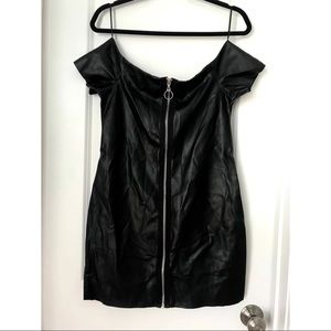 Black mini faux leather dress from Zara